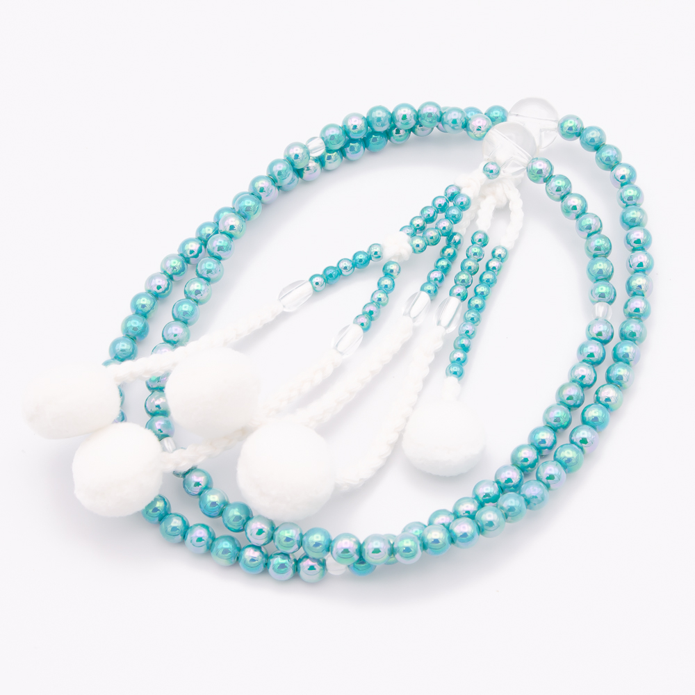 オーロラグリーン 数珠 8寸（小・女性向け） プラスチック 綿房 創価